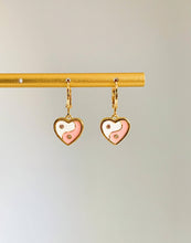 Load image into Gallery viewer, Yin Yang Pink Heart Hoop Earrings
