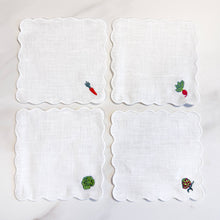 Load image into Gallery viewer, Veggie Scalloped Embroidered Cocktail Napkin Set