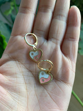 Load image into Gallery viewer, Yin Yang Pink Heart Hoop Earrings
