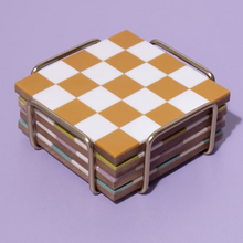 Load image into Gallery viewer, Checkered Coasters with Stand