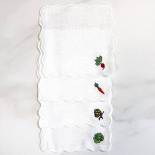 Load image into Gallery viewer, Veggie Scalloped Embroidered Cocktail Napkin Set
