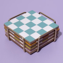 Load image into Gallery viewer, Checkered Coasters with Stand