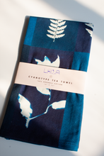 Load image into Gallery viewer, Cyanotype Flower Plant Patchwork Organic Cotton Tea Towel
