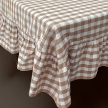 Load image into Gallery viewer, Hazelnut Ruffled Gingham Tablecloth
