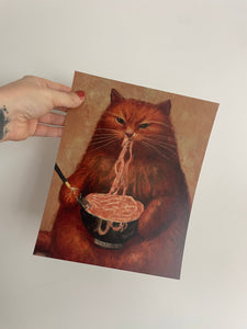 Orange Pasta Cat Print