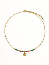 Load image into Gallery viewer, Beaded Gold Sun Necklace
