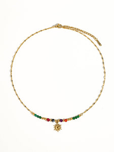 Beaded Gold Sun Necklace