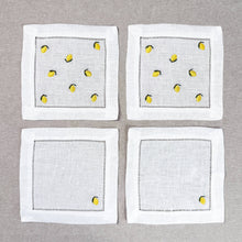 Load image into Gallery viewer, Lemon Embroidered Cocktail Napkin Set
