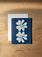 Load image into Gallery viewer, Cyanotype Botanical Flower Greeting Card
