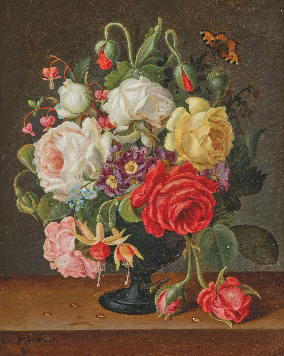 Still Life Florals 19th Century I Antique Art Print