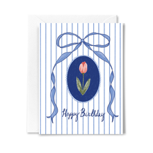 Load image into Gallery viewer, Bow and Tulip Birthday Card
