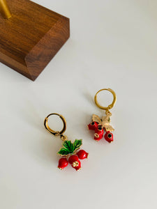 Cranberry Huggie Earrings