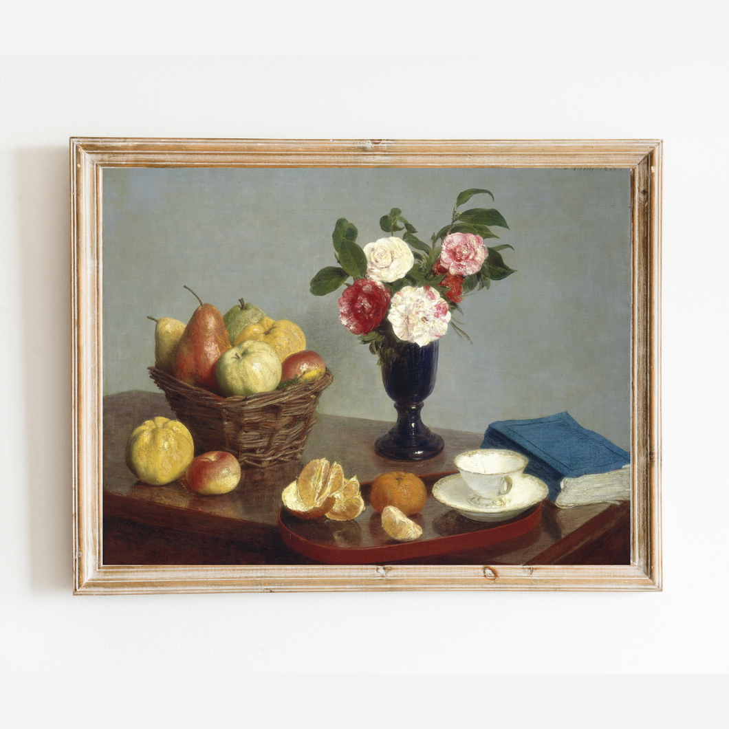 Still Life with Fruit and Flowers Art Print