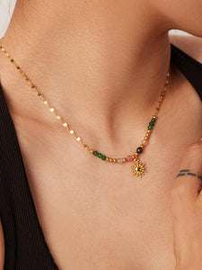 Beaded Gold Sun Necklace