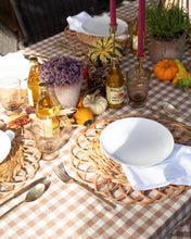 Load image into Gallery viewer, Hazelnut Ruffled Gingham Tablecloth
