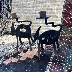 Metal Creature Candlestick Holder Set