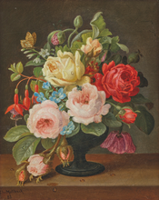 Load image into Gallery viewer, Still Life Florals 19th Century I Antique Art Print
