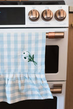 Load image into Gallery viewer, Blue Ruffled Gingham Dish Towel
