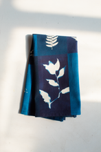 Load image into Gallery viewer, Cyanotype Flower Plant Patchwork Organic Cotton Tea Towel
