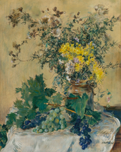 Load image into Gallery viewer, Still Life with Flowers and Grapes Antique Art Print
