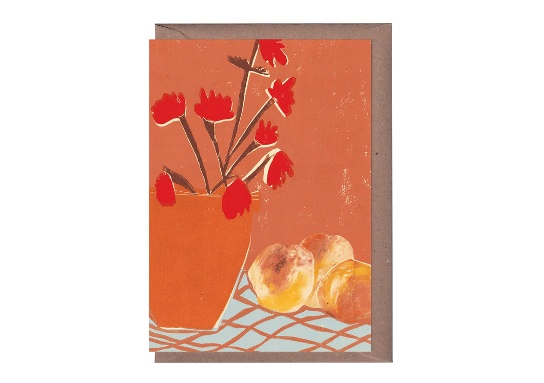 Peaches and Begonia Greeting Card