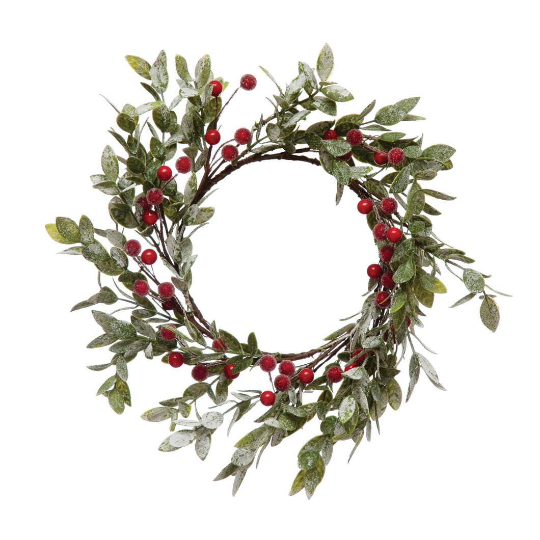 Leaves and Berry Wreath with Frost Finish
