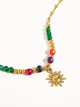 Load image into Gallery viewer, Beaded Gold Sun Necklace

