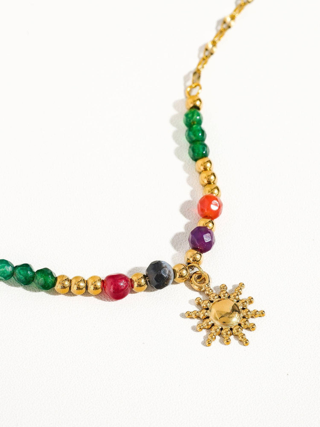 Beaded Gold Sun Necklace