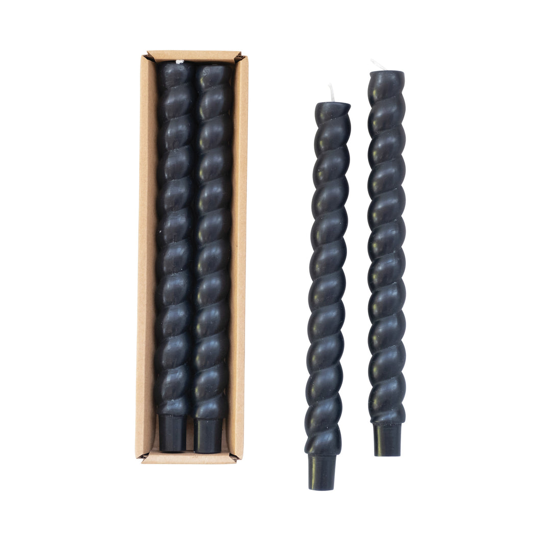 Black Twisted Taper Candles Set