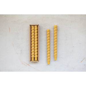 Yellow Twisted Taper Candles Set