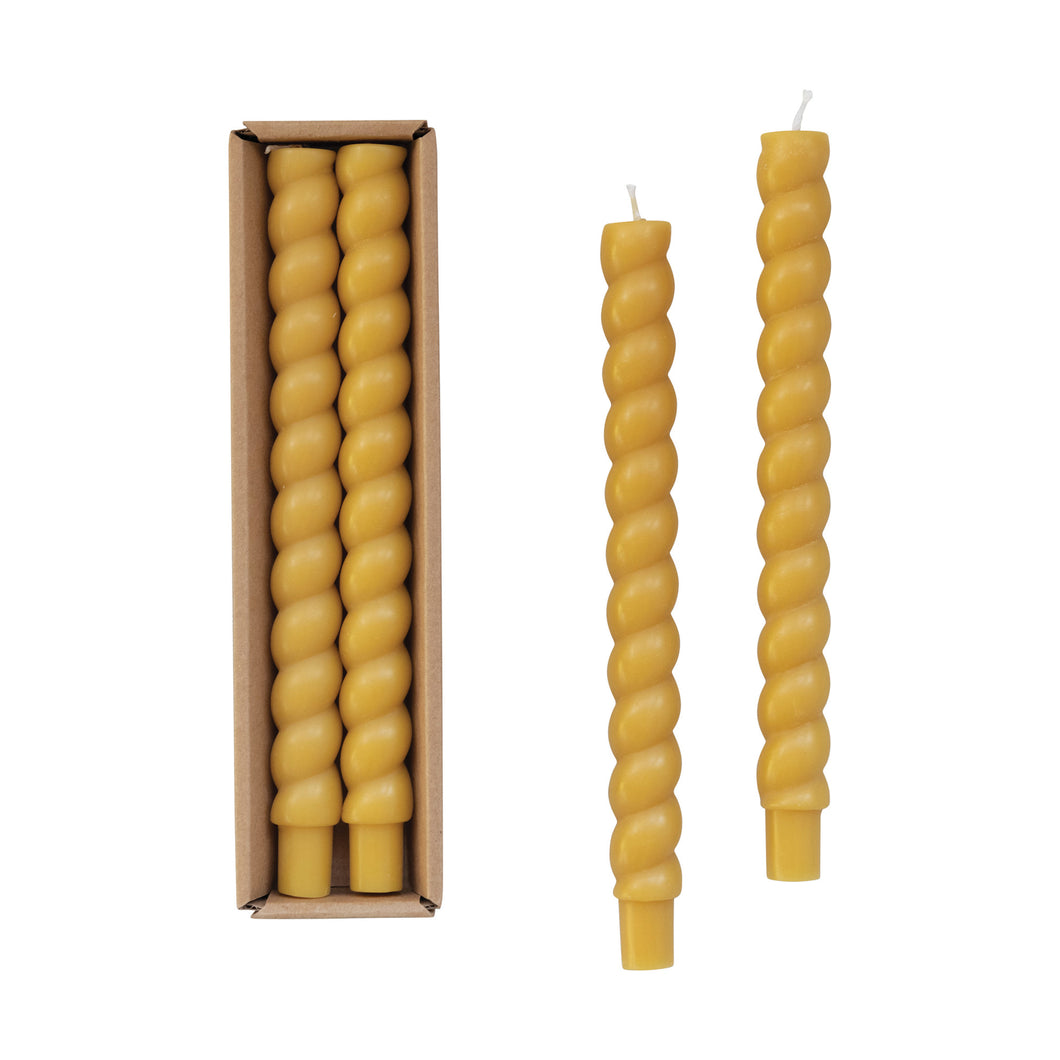 Yellow Twisted Taper Candles Set