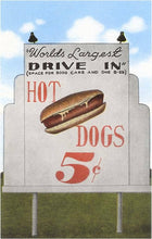 Load image into Gallery viewer, Drive-In, Five Cent Hot Dog Sign Art Print
