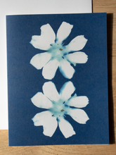 Load image into Gallery viewer, Cyanotype Botanical Flower Greeting Card
