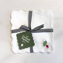 Load image into Gallery viewer, Veggie Scalloped Embroidered Cocktail Napkin Set
