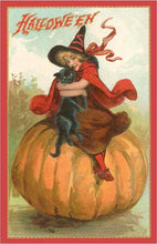 Load image into Gallery viewer, Little Witch on a Pumpkin Magnet
