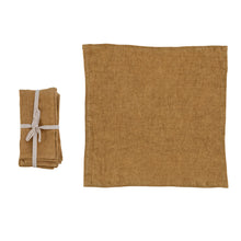 Load image into Gallery viewer, Mustard Stonewashed Linen Napkin Set
