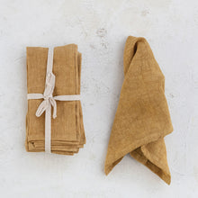 Load image into Gallery viewer, Mustard Stonewashed Linen Napkin Set

