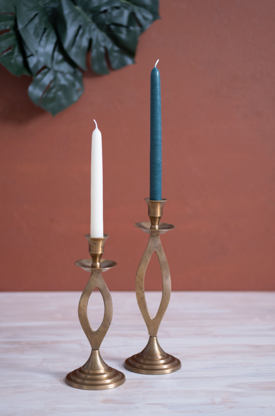 Brass Twist Taper Candle Holder Set