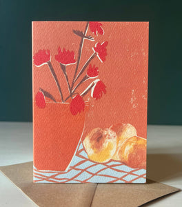 Peaches and Begonia Greeting Card