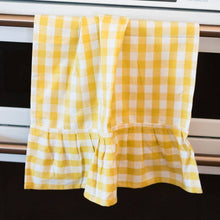 Load image into Gallery viewer, Yellow Gingham Ruffled Dish Towel
