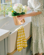 Load image into Gallery viewer, Yellow Gingham Ruffled Dish Towel
