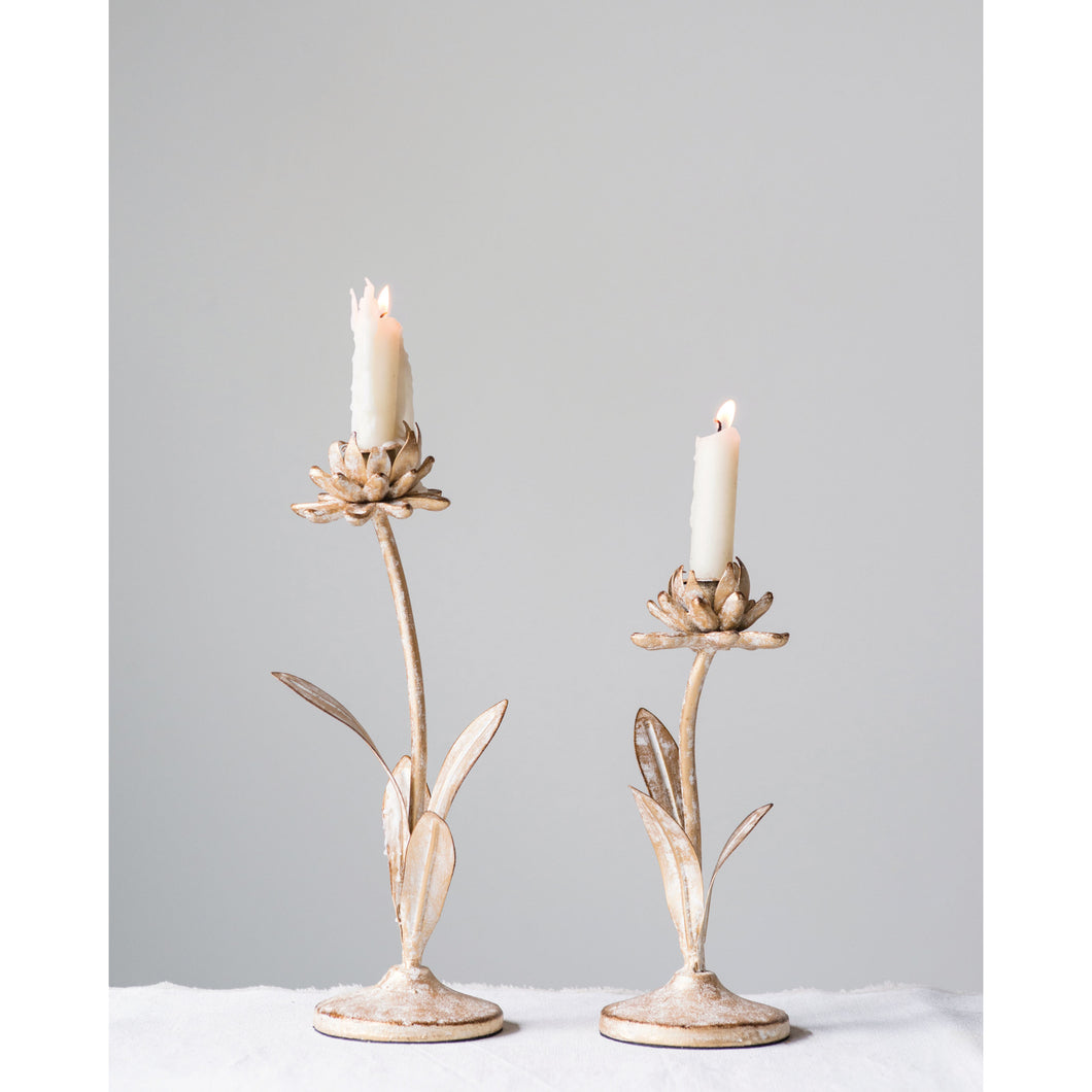 Floral Taper Candle Holder Set