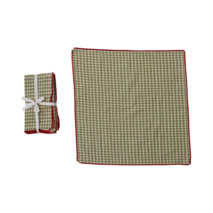Green Plaid Cotton Napkins, Set of 4