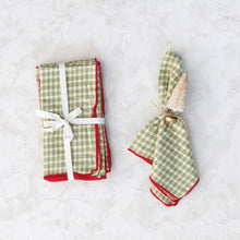 Load image into Gallery viewer, Green Plaid Cotton Napkins, Set of 4
