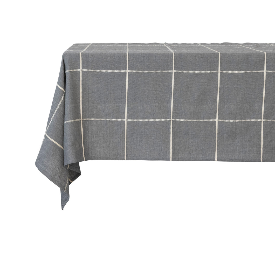 Grid Pattern Woven Cotton Tablecloth
