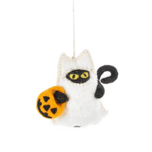 Handmade Felt Boo! Cat Hanging Halloween Decoration