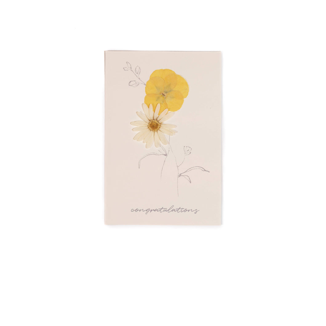 Congratulations Pressed White Daisy Greeting Card