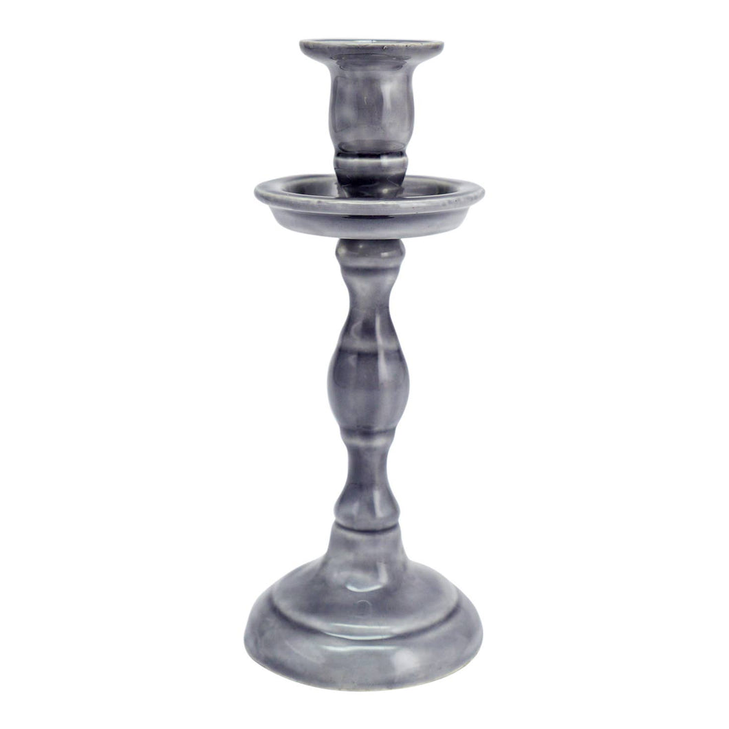Tall Grey Candle Holder