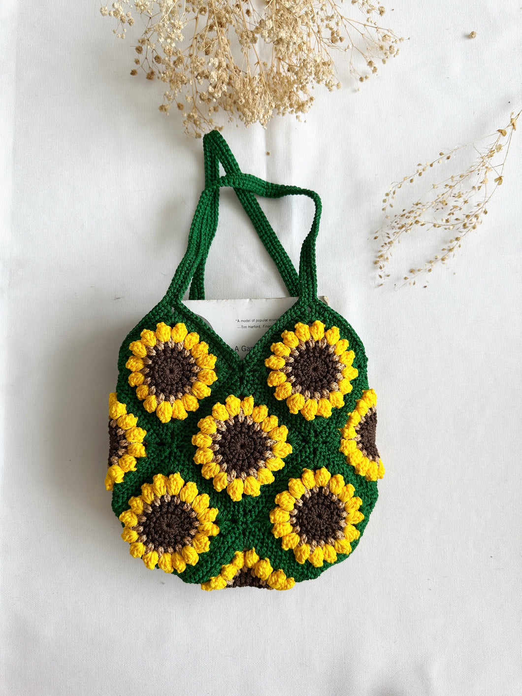 Crochet Sunflower Tote Bag