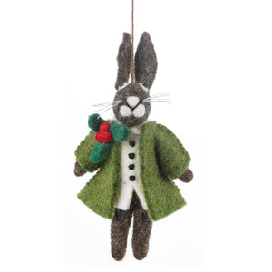 Handmade Felt Hector Christmas Hare Hanging Decoration